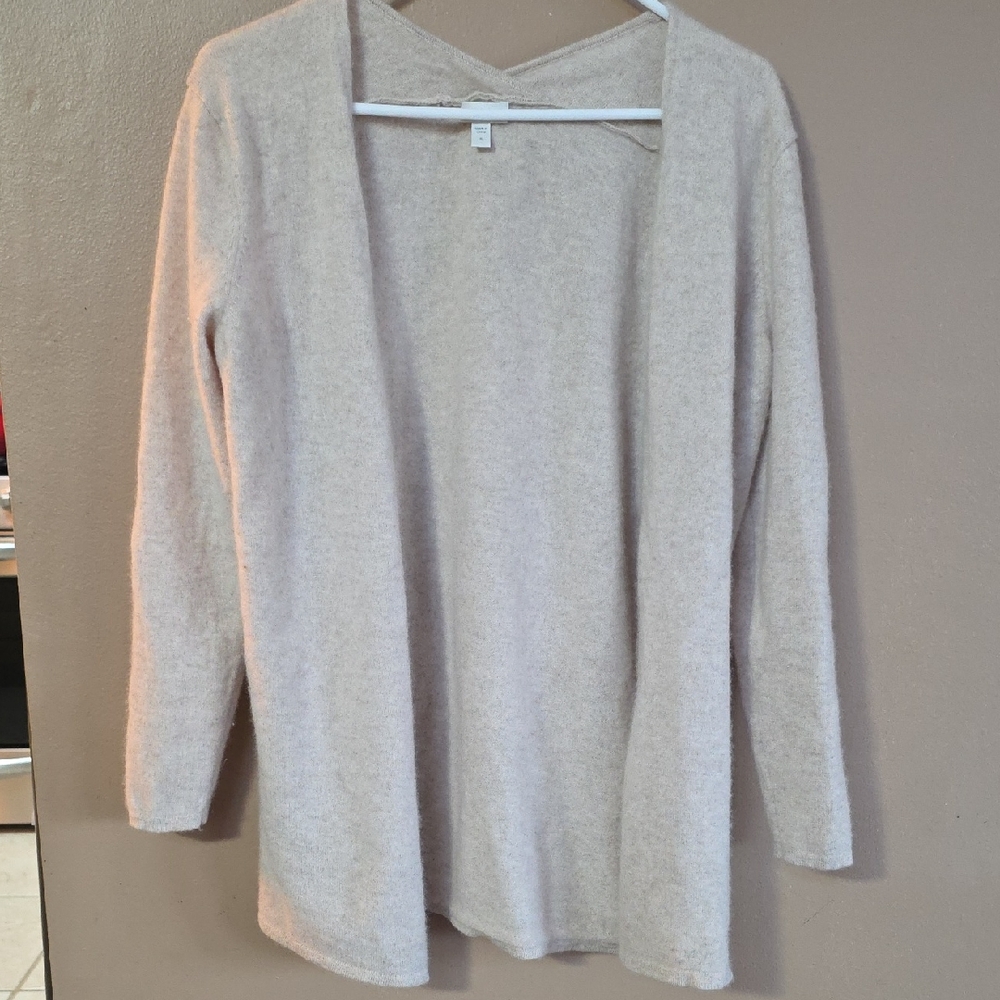 Cashmere 100% Women's Boxy Cream Open-Front Cardigan